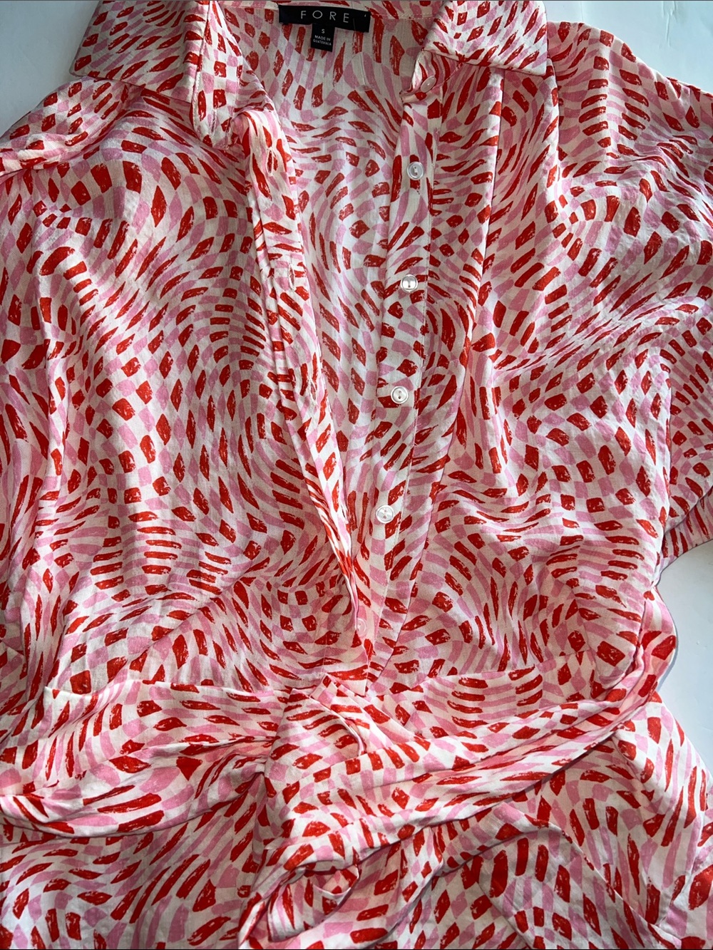 🆕 Fore Collection Geo Print Tie-Waist Romper Small Vacation Resort - Picture 8 of 16